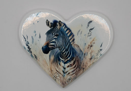 Zebra Heart Shaped Ceramic Coaster