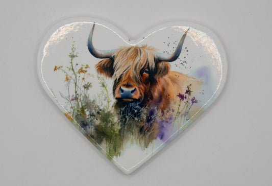 Highland Cattle Heart Shaped Coaster